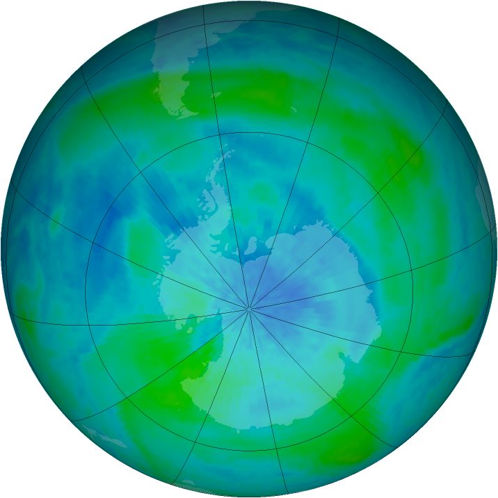 Antarctic ozone map for 08 March 2002